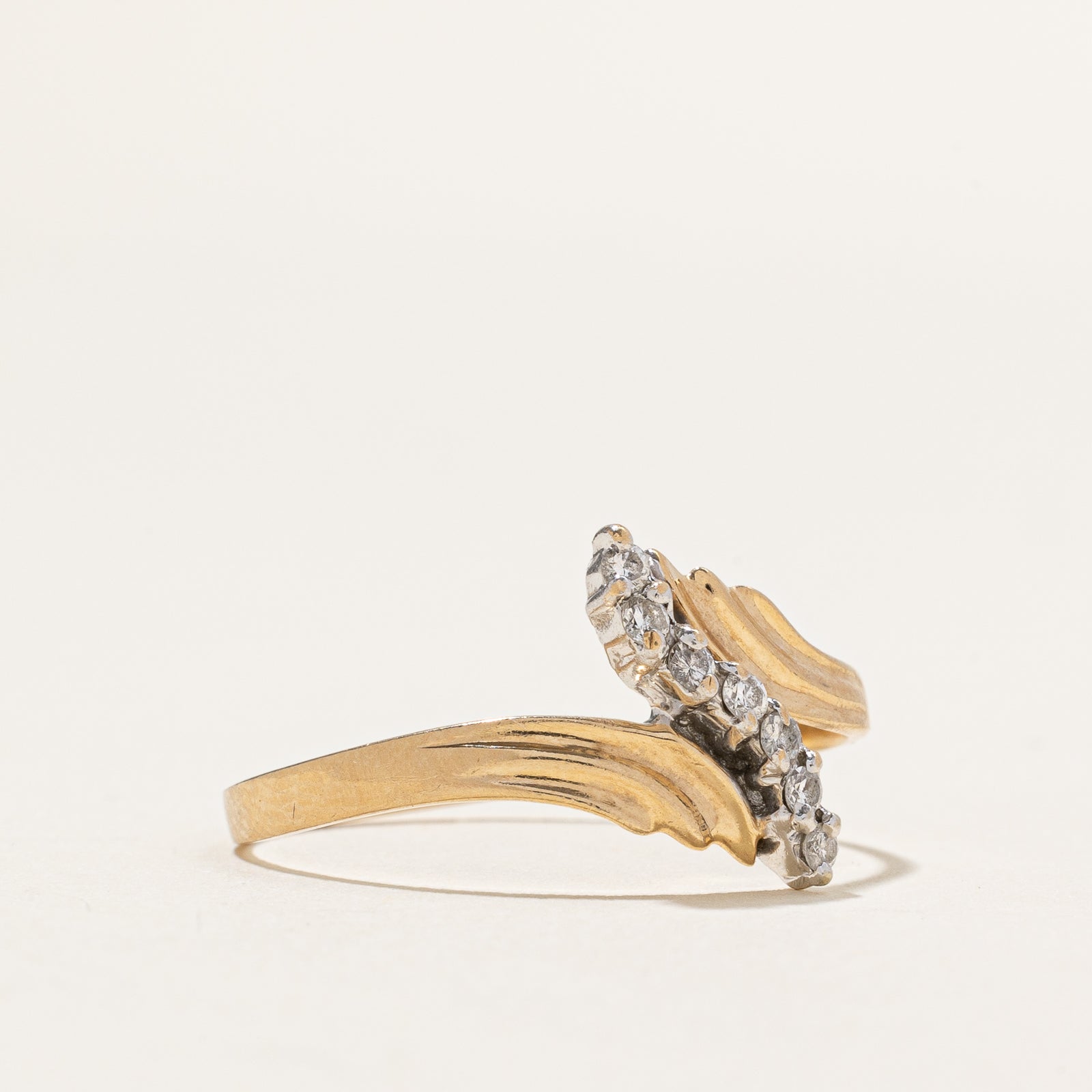 0.08ctw Diamond Wave Bypass Ring Size 10.5 - Elegant Stackable Wedding Band for Women, Perfect for Anniversary Gifts & Everyday Wear
