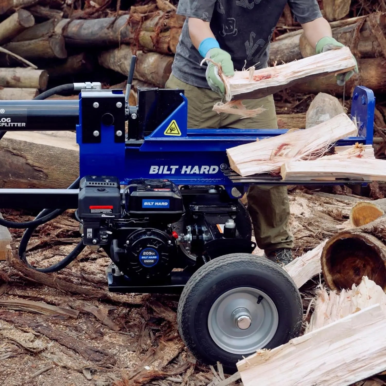 25 Ton Gas Powered Log Splitter - Horizontal/Vertical Wood Splitter with 209cc OHV Engine, 2 Ball Coupler & 16 DOT Tires | Heavy Duty Hydraulic Firewood Splitter for Home Heating, Landscaping & Fireplace Wood Preparation