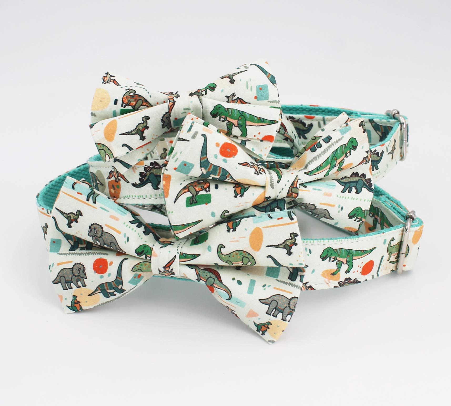 Dinosaur Dog Collar with Adjustable Bow Tie - Stylish Pet Accessories for Small & Medium Dogs - Perfect Gift for Puppies & Dog Lovers (Birthday, Halloween, Christmas)