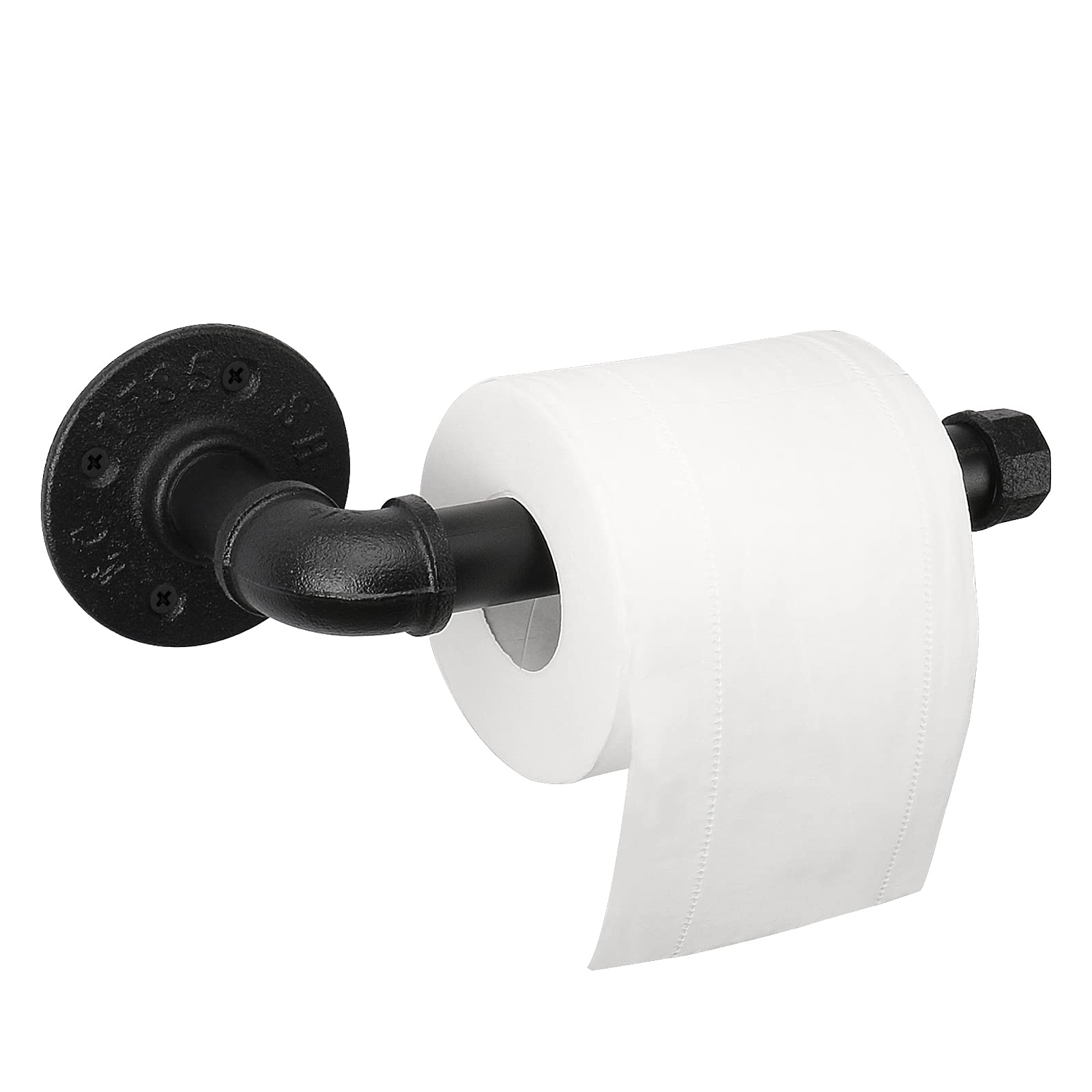 **Jeasor Heavy Duty Industrial Pipe Toilet Paper Holder - Vintage Rustic Iron Farmhouse Style Wall Mount Tissue Roll Holder with Hardware - Perfect for Bathroom, Kitchen, Bedroom & RV (Black, 1-Pack)**