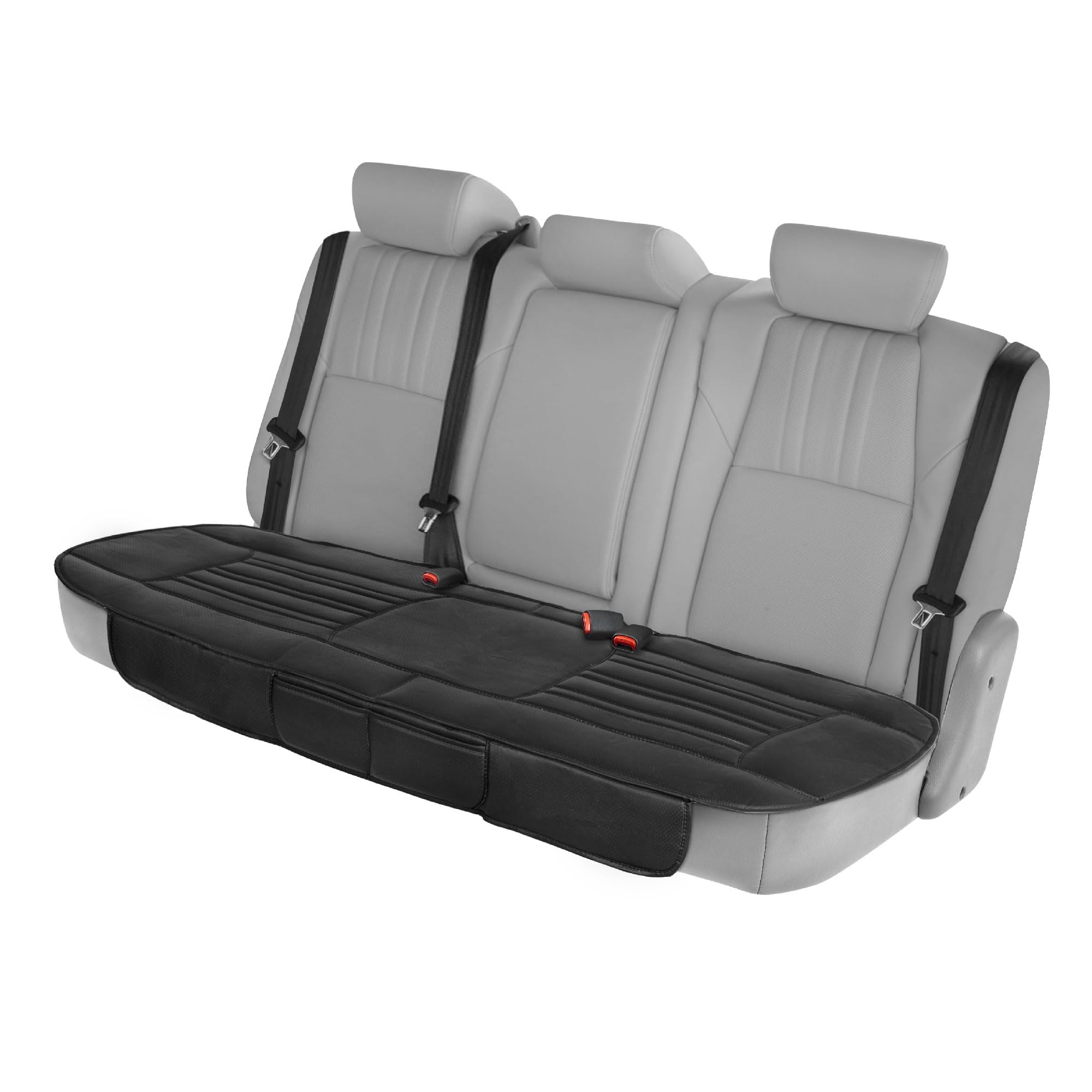 Premium Faux Leather Car Seat Covers Full Set for Cars, Trucks & SUVs - Black Padded Design with Storage Pockets | Waterproof & Anti-Slip Protection | Perfect for Road Trips, Daily Commute & Family Travel