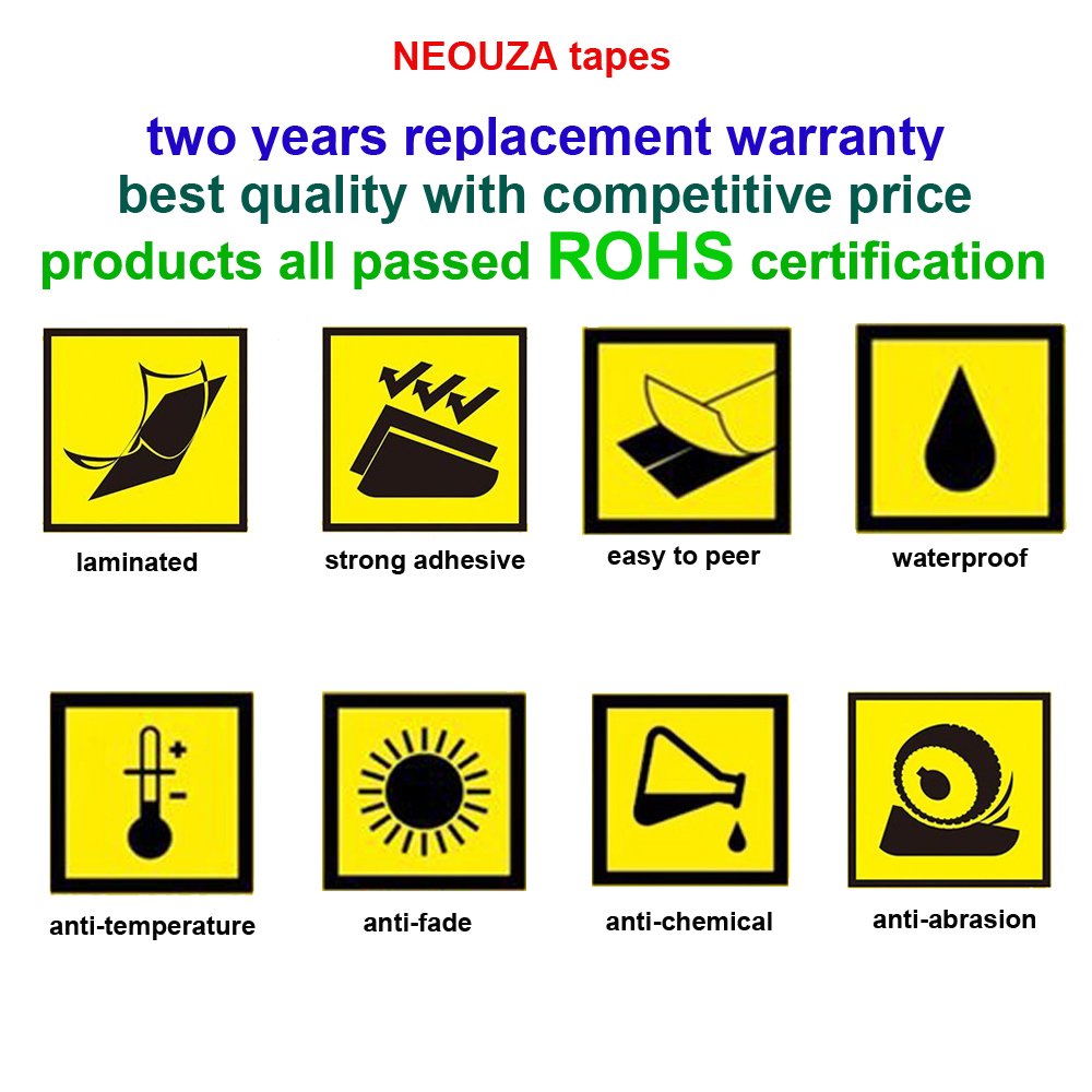 NEOUZA 5PK Brother P-Touch Compatible Laminated TZe TZ Label Tapes - 9mm (3/8 inch) for Models B21, 421, 521, 621, 721 - Black Print on Orange, Red, Blue, Yellow & Green Colors - Perfect for Office Organization, Shipping Labels & Home Storage