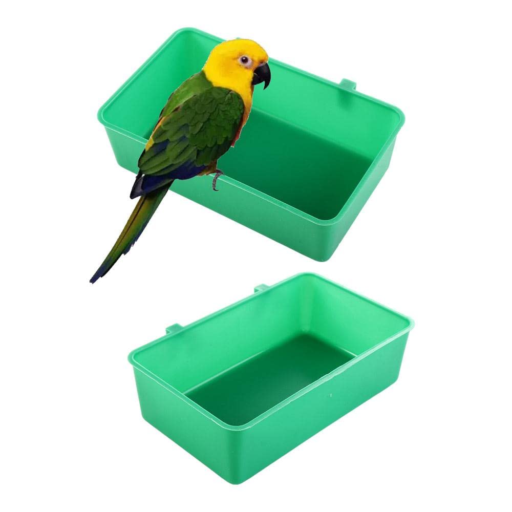 5PCS Hanging Bird Food Bowls - Square Parakeet Feeder & Multi-Purpose Parrot Bath Basin for Cage Accessories - Perfect for Small Birds Like Budgies, Cockatiels & Lovebirds - Bird Supplies & Pet Accessories for Feeding, Bathing & Cage Decoration