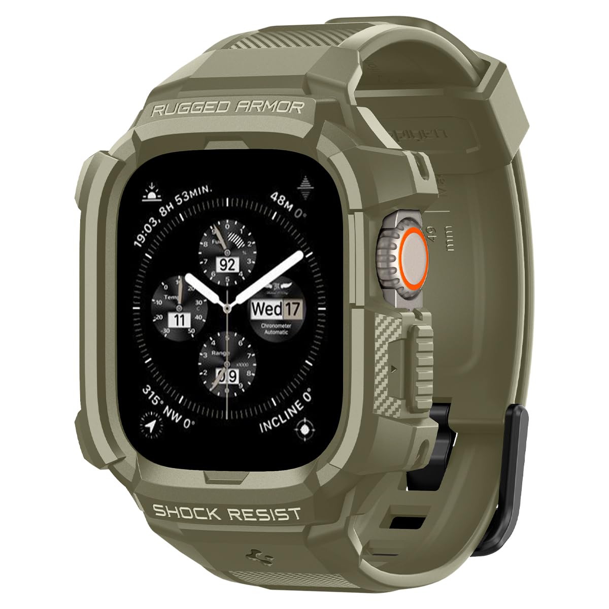 Spigen Rugged Armor Pro Case for Apple Watch Ultra 2/1 - Shockproof TPU Protective Cover with Adjustable Band | Perfect for Outdoor Sports, Hiking & Active Lifestyle