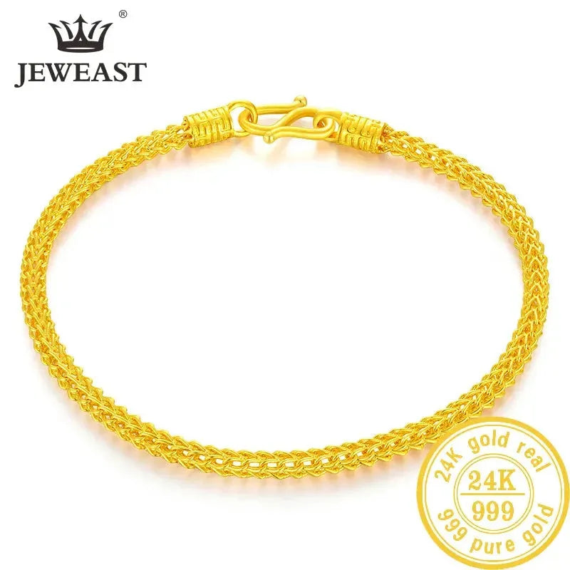 24K Pure Gold Bracelet for Women - 999 Solid Real Gold Bangle, Upscale Romantic Classic Jewelry - Perfect for Gifts, Anniversaries, Weddings & Special Occasions