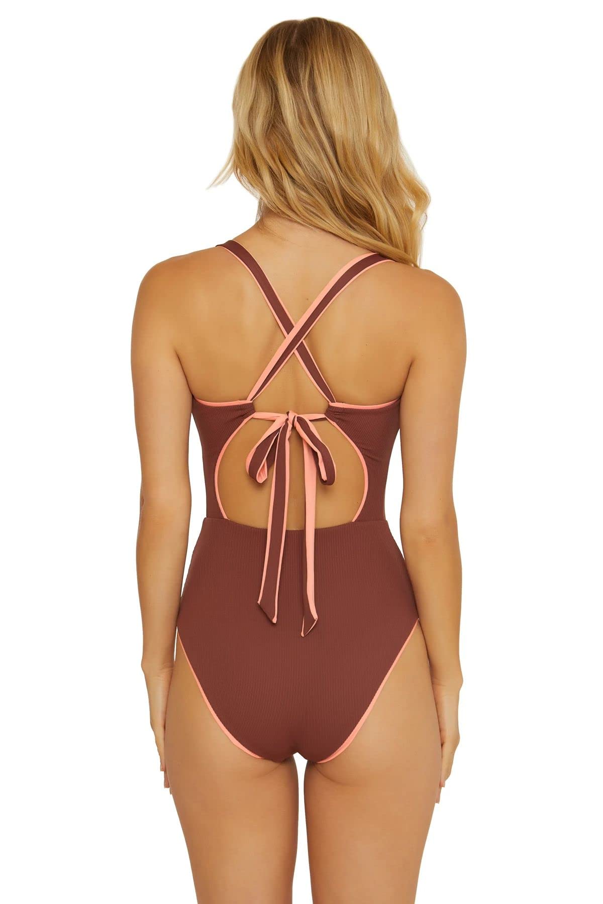 Modern Edge Rib Kylam High Leg One-Piece Swimsuit - Sexy Coconut Print Bathing Suit for Women, Perfect for Beach Vacation, Pool Party & Summer Getaways