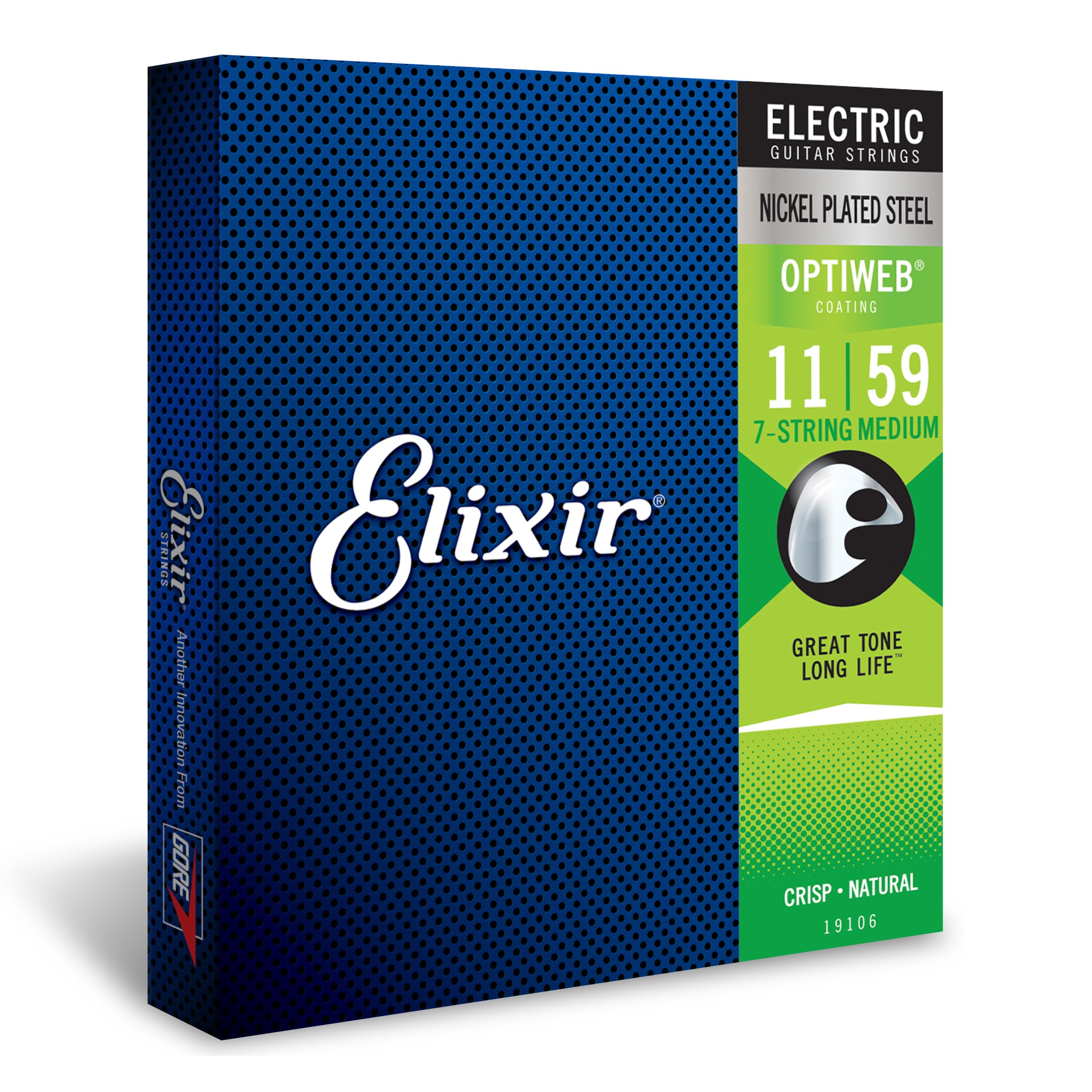 Elixir Electric Guitar Strings 7-String Set - Nickel Plated Steel with OPTIWEB Coating for Long-Lasting Crisp Tone & Comfortable Feel (11-59 Medium Gauge) | Perfect for Rock, Metal & Studio Recording