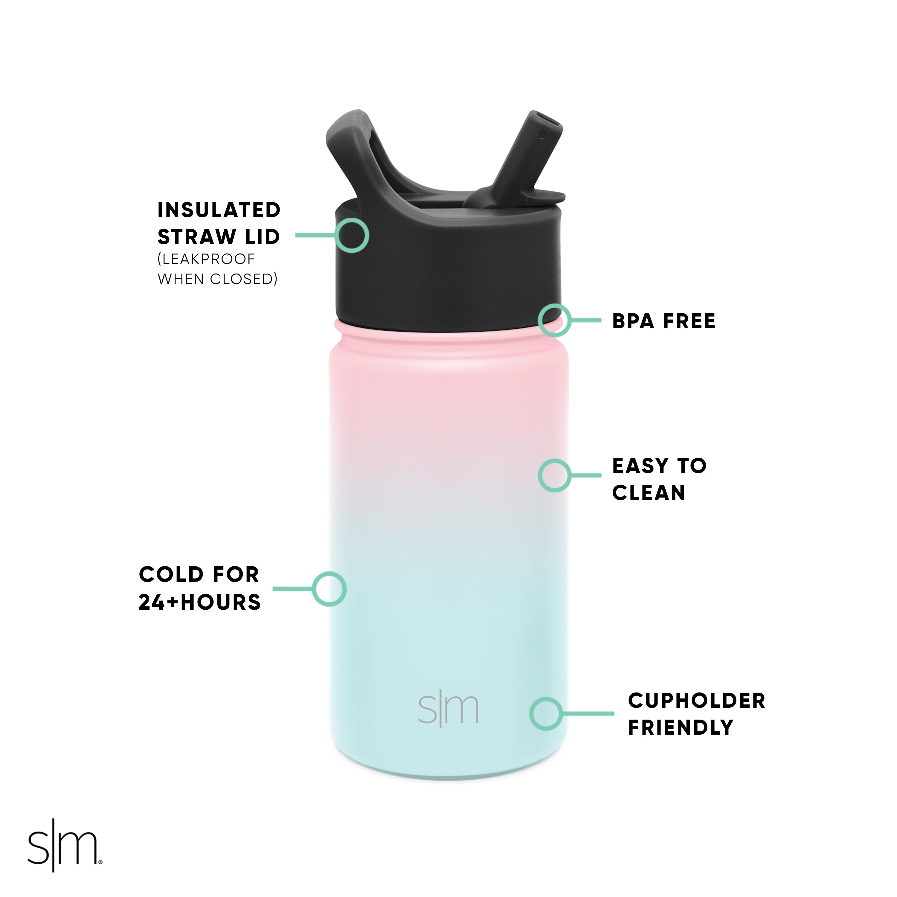 Summit Insulated Water Bottle with Straw Lid - Leakproof Stainless Steel Thermos for Hiking, Gym & Outdoor Activities