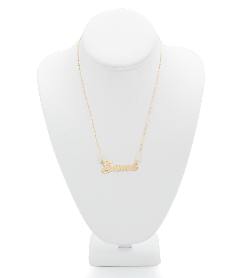 EVE'S ADDICTION Custom Gold Plated Thin Script Nameplate Necklace - Personalized 16