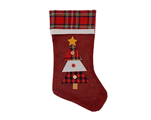 6 Pack Christmas House Woodsy-Plaid Stockings - Festive Holiday Decor for Fireplace Mantel, Christmas Tree & Home Decorations