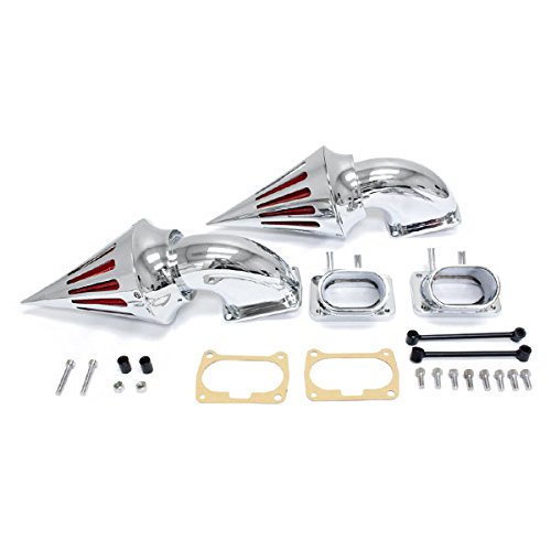 Krator Chrome Dual Spike Air Intake Cleaner with Filter - Compatible with 2008 Suzuki Boulevard M109 Motorcycle | High Performance Air Flow Upgrade for Better Engine Efficiency | Perfect for Cruiser Bike Maintenance & Customization