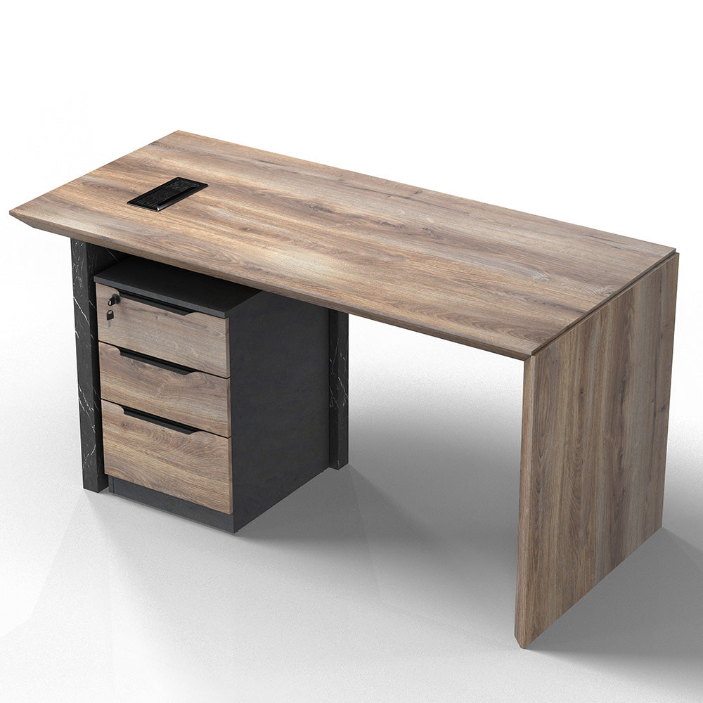 LOGAN Executive Desk Reversible 180cm Warm Oak & Black - Modern Office Desk for Home & Business Workspace - Perfect for Professionals, Remote Work & Study Areas