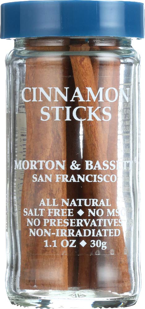 Organic Cinnamon Sticks by Morton & Bassett - 1.1 Oz Glass Jar (Pack of 3) | Premium Ceylon Cinnamon for Baking, Tea, Mulled Wine & Holiday Recipes | Perfect for Apple Pie, Chai Latte & Fall Cooking