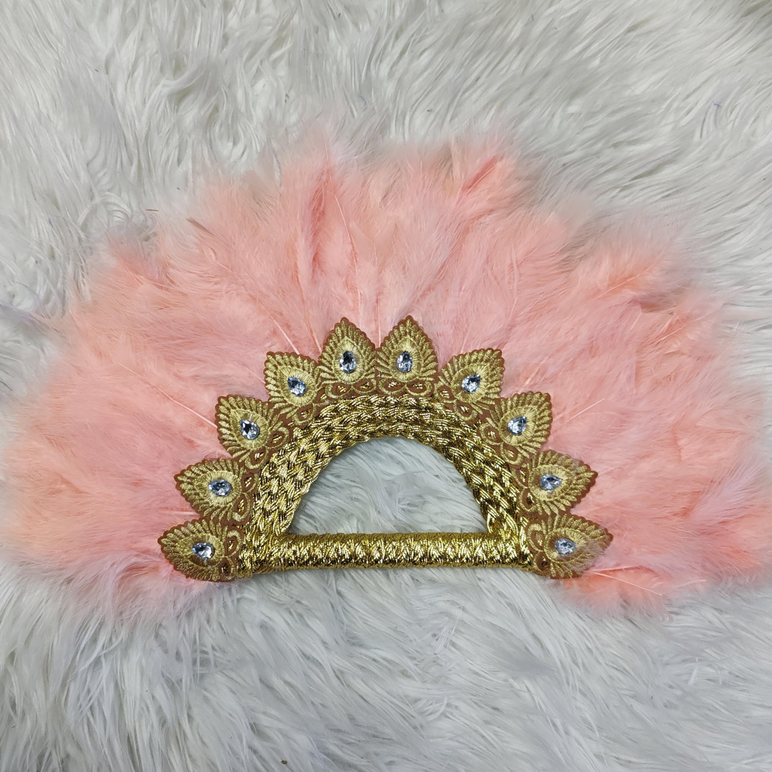 Elegant Peach Bridal Feather Hand Fan - African Custom Wedding Accessory, Costume Dancing Show & Tea Party Decoration | Perfect for Bridal Showers, Weddings & Themed Events