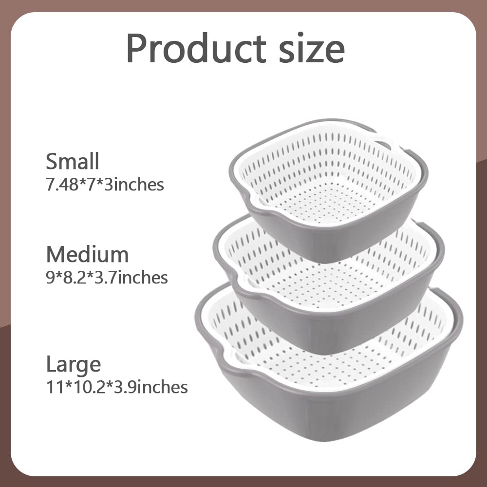 Stackable Multi-Layer Kitchen Colander Set - Vegetable & Fruit Washing Basket, Strainer, Sink Organizer for Fresh Produce Prep | Perfect for Meal Prep, Salad Making & Kitchen Organization