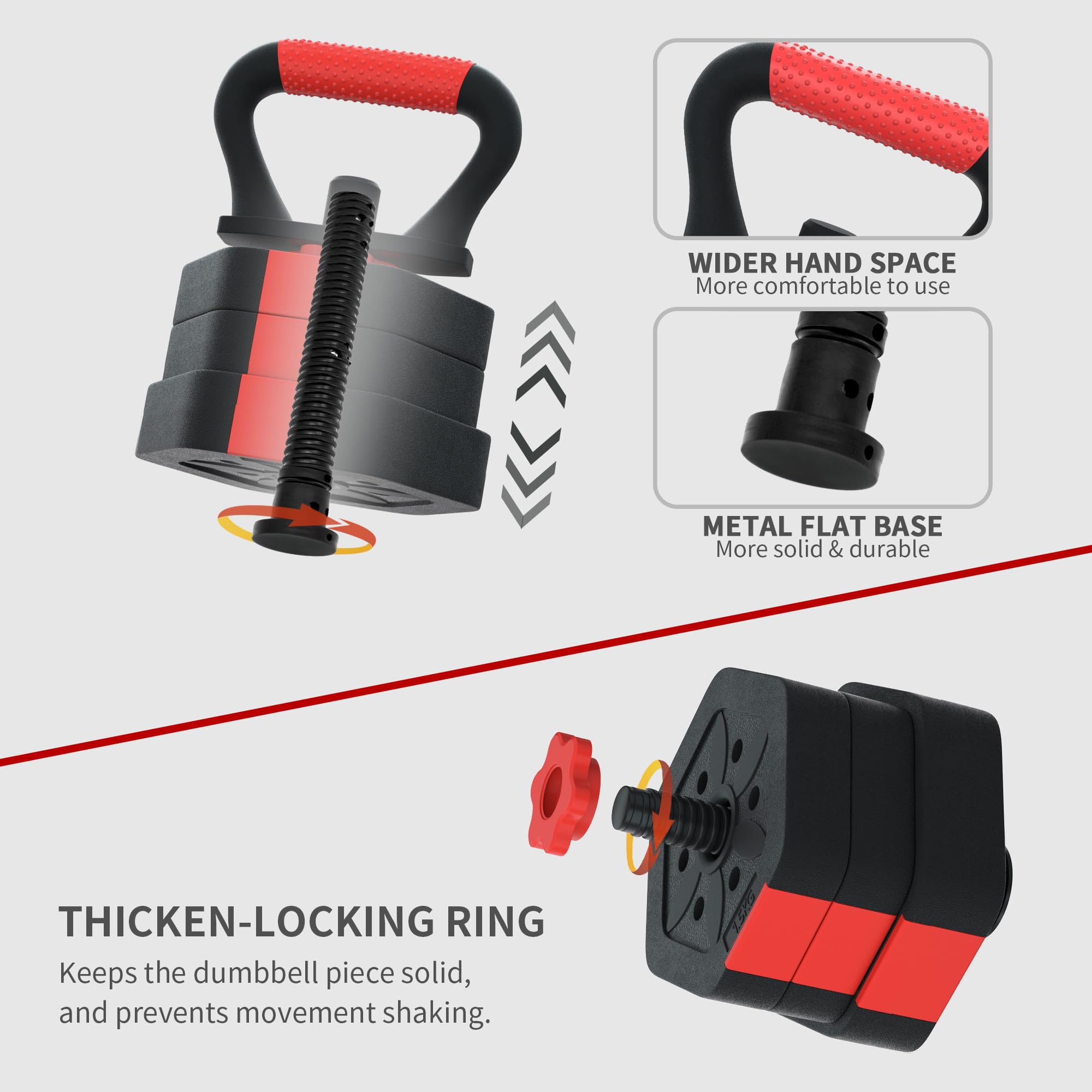 VIVITORY Adjustable Dumbbell Set with Connector - 5-50 lbs Hexagon Free Weights for Home Gym, Non-Rolling Design with Cement Mixture - Perfect for Strength Training, HIIT Workouts & Home Fitness