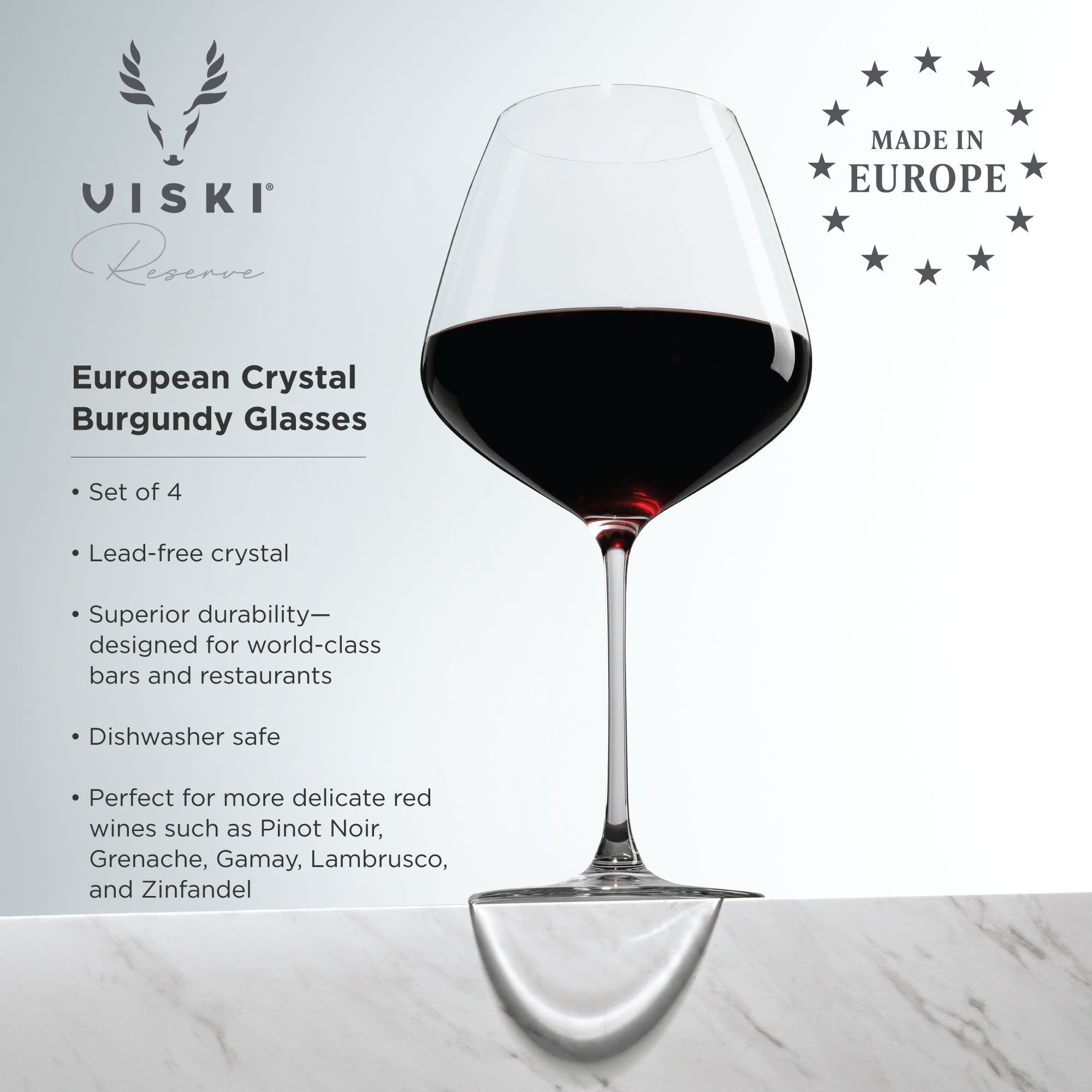 Premium Inez Crystal Burgundy Wine Glasses Set of 4 - Elegant Stemware for Red Wine, Dinner Parties & Special Occasions