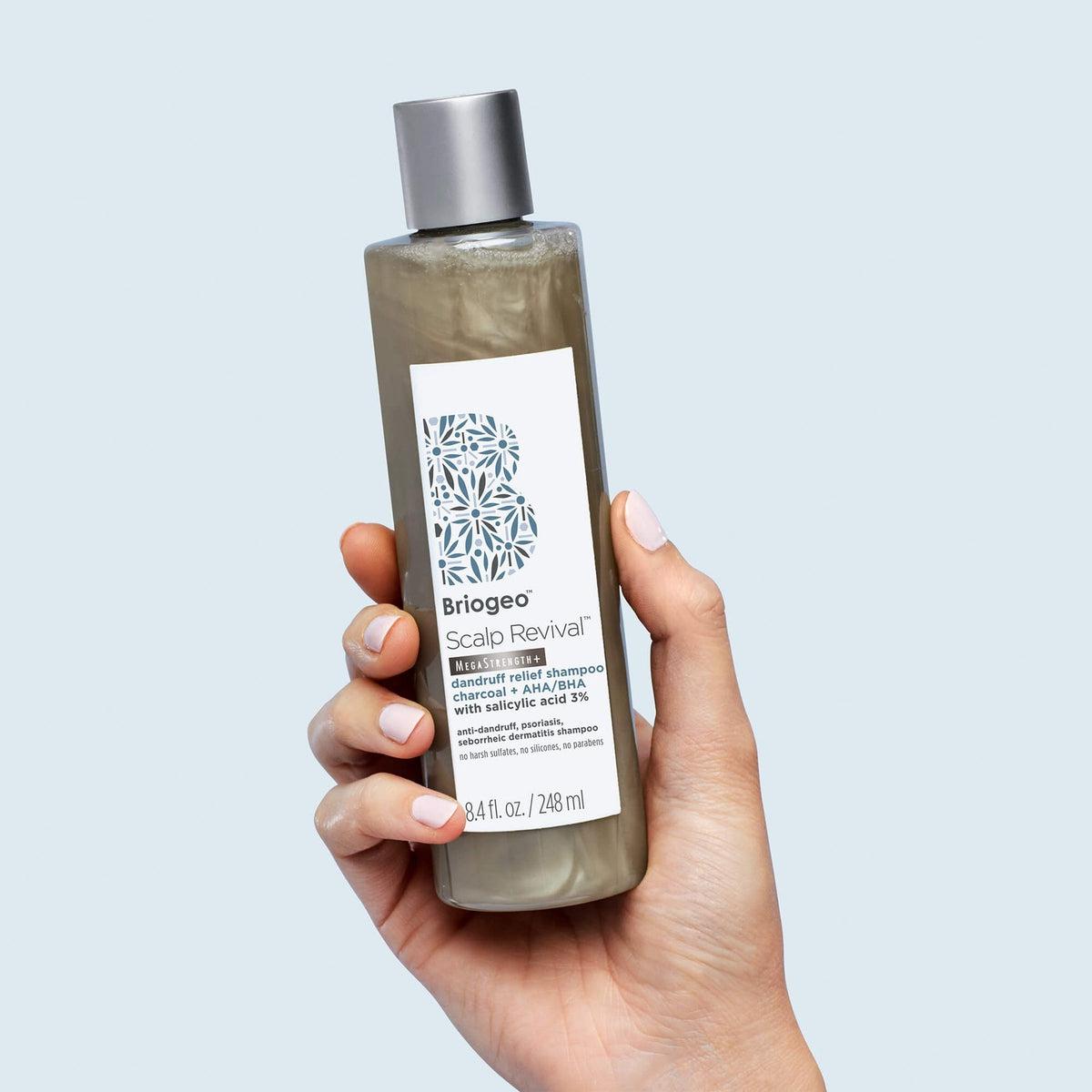 MegaStrength+ Anti Dandruff Shampoo with Charcoal & AHA/BHA - Soothes Itchy Scalp & Flakes for Men & Women - Daily Use for Healthy Hair Care