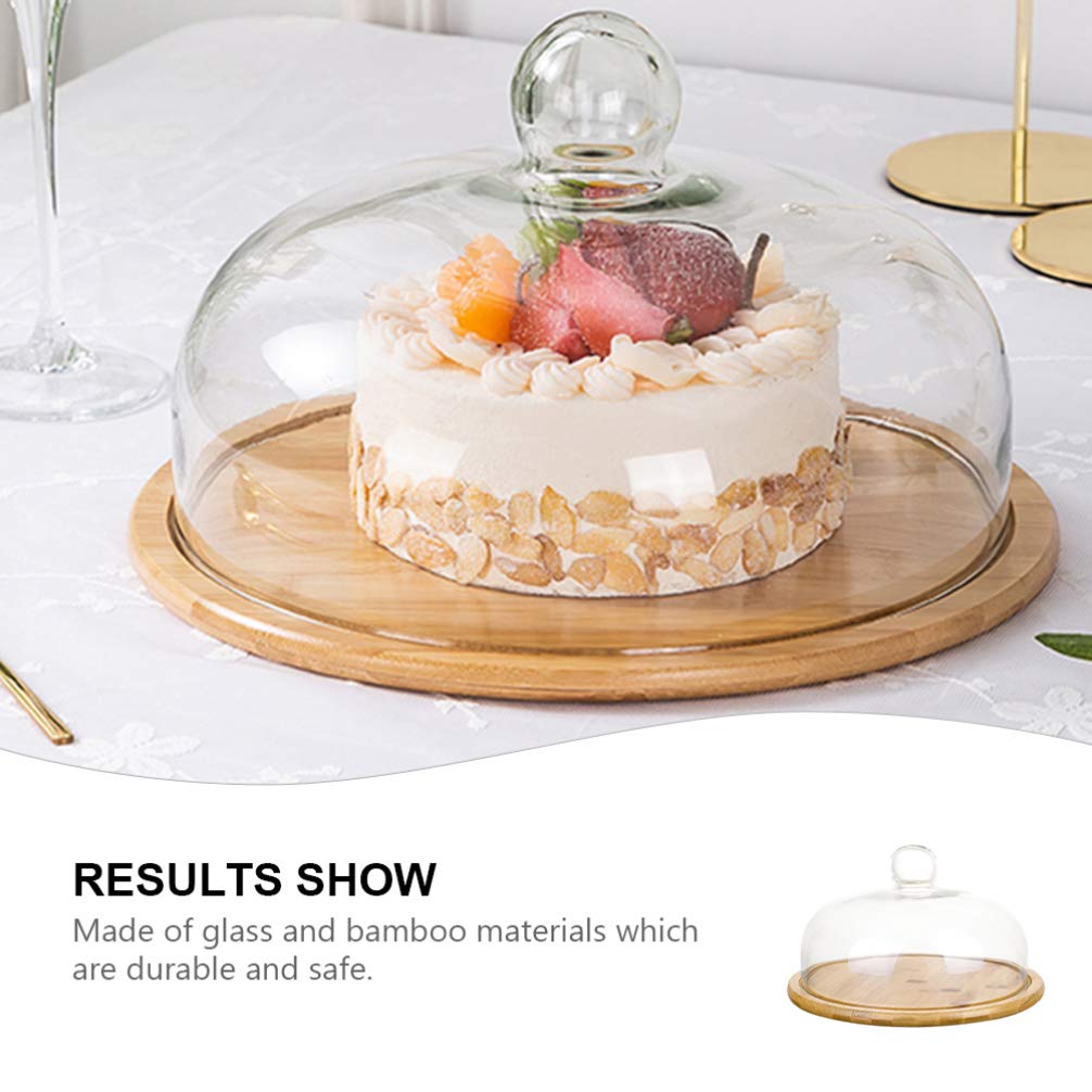 Glass Dome Cloche with Bamboo Base - 11.6