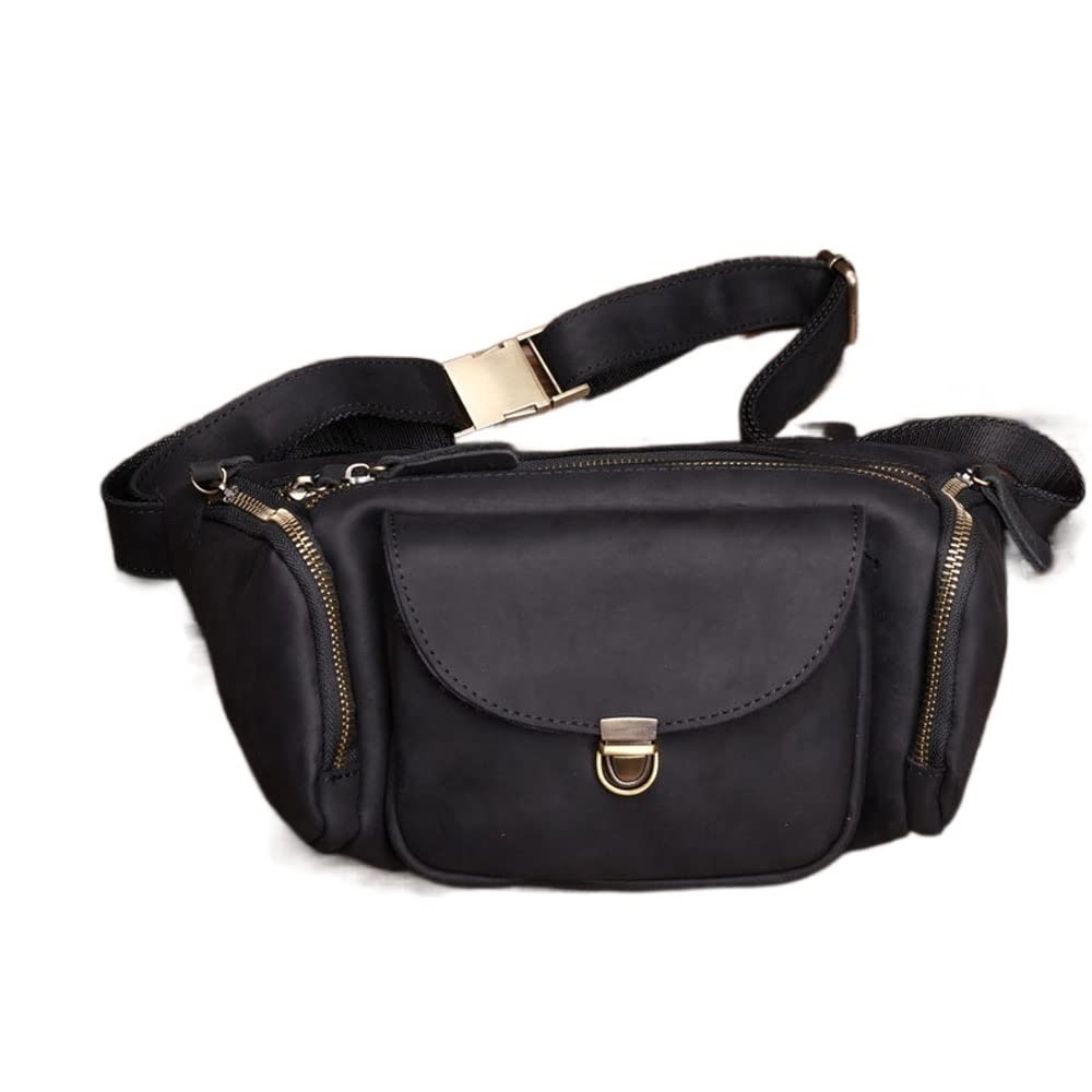 WXLBHD Genuine Leather Waist Pack with Organizer - Unisex Fanny Pack for Men & Women, Crossbody Belt Bag for Teens - Perfect for Travel, Running, Hiking & Outdoor Activities