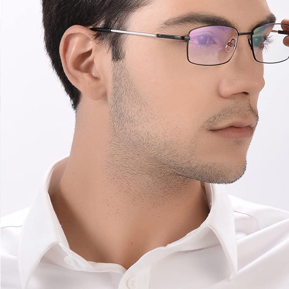 Progressive Bifocal Reading Glasses for Men - Blue Light Blocking Readers with Metal Frame, Anti Glare UV Protection & Spring Hinges - Perfect for Computer Work, Reading & Office Use
