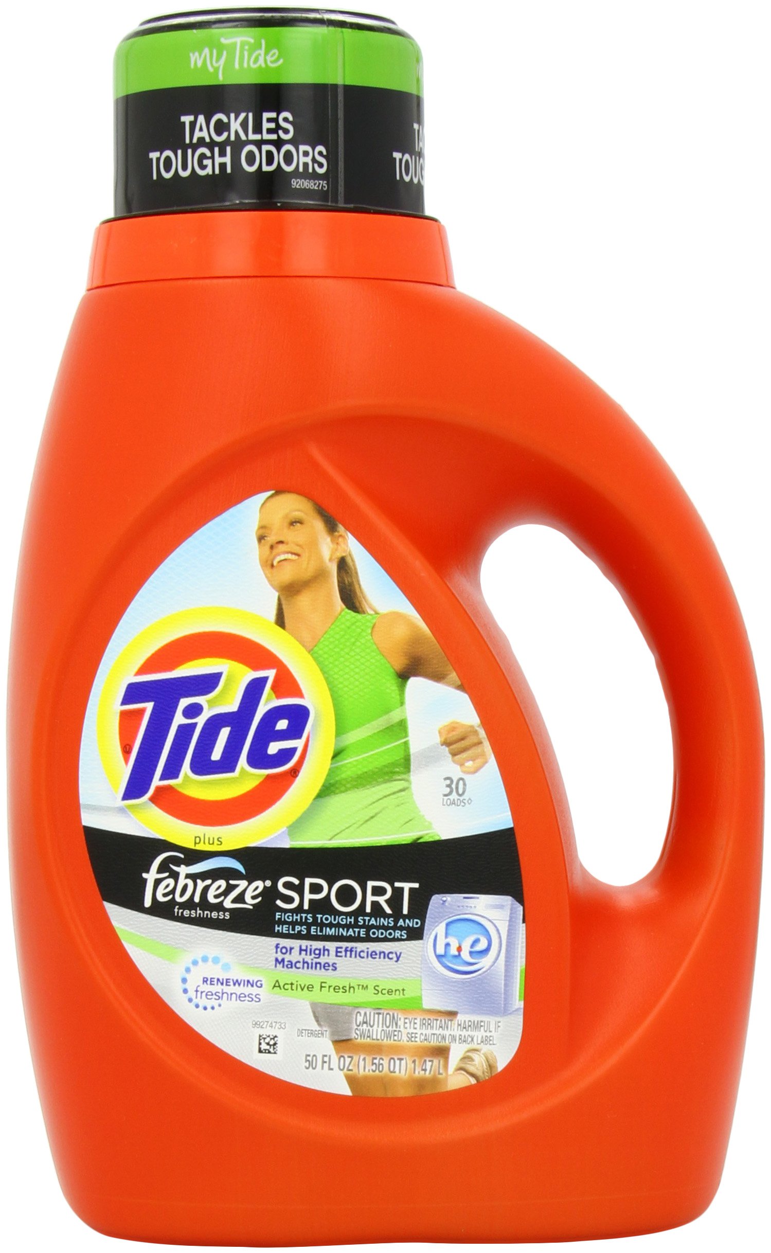 Tide with Febreze Freshness HE Sport Active Fresh Scent Laundry Detergent, 50 oz (Pack of 2) - High Efficiency for Gym Clothes & Activewear, Odor Removal for Sports Gear
