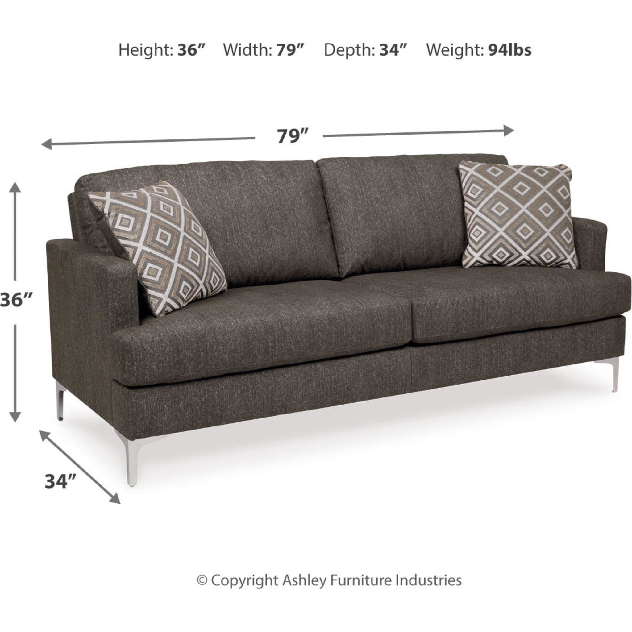 Arcola Sofa Java - Modern Comfortable Fabric Sofa for Living Room, Lounge & Home Decor | Perfect for Small Spaces, Apartments & Cozy Gatherings
