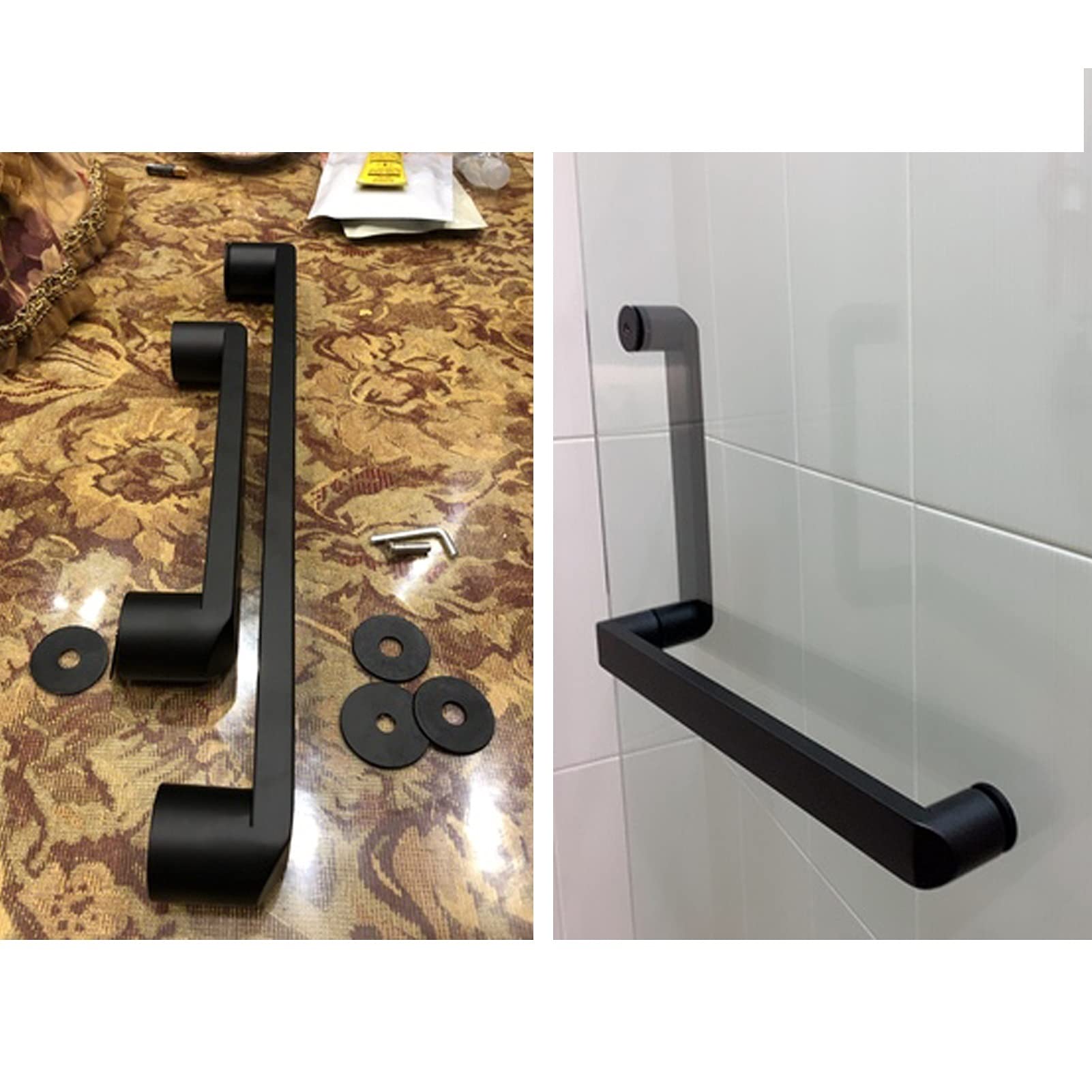 Stainless Steel Push Pull Glass Door Handle - Black Bathroom Shower Door Replacement Handle (275mm+475mm) - Perfect for Modern Homes, Office Glass Doors & Shower Enclosures