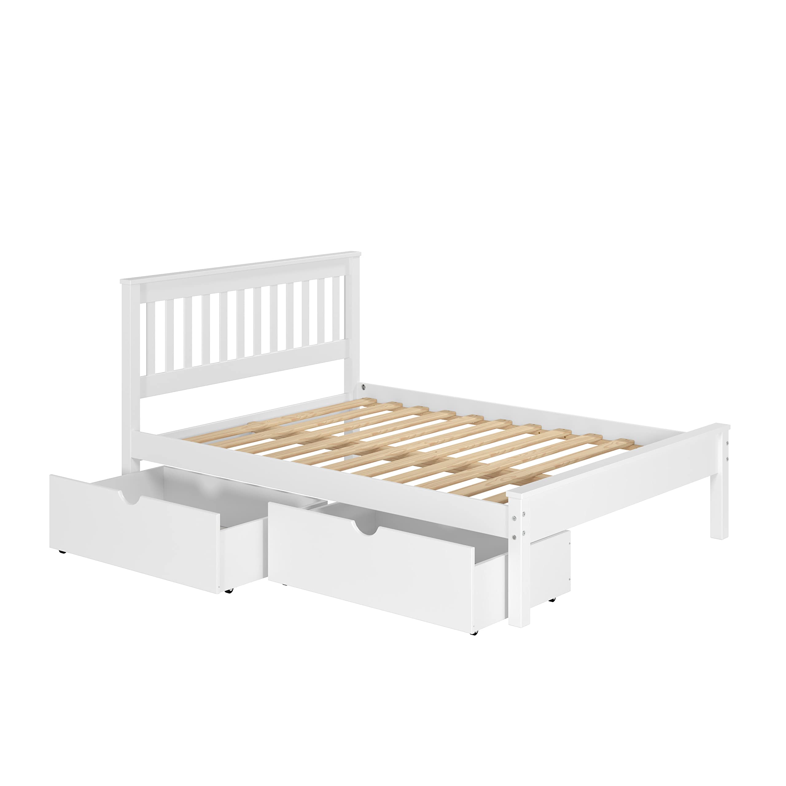 Donco Kids Full Contempo Bed Frame with Dual Under Bed Storage Drawers - White Finish - Perfect for Kids' Bedrooms, Guest Rooms & Small Spaces