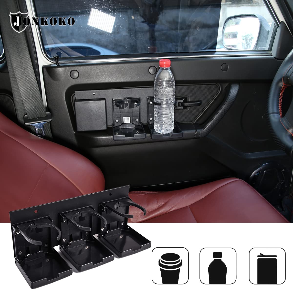 Adjustable Folding Car Cup Holder for Lada NIVA - Black Universal Door Drink Holder for Soda Cans, Water Bottles & Coffee | Perfect for Road Trips, Commuting & Travel Accessories