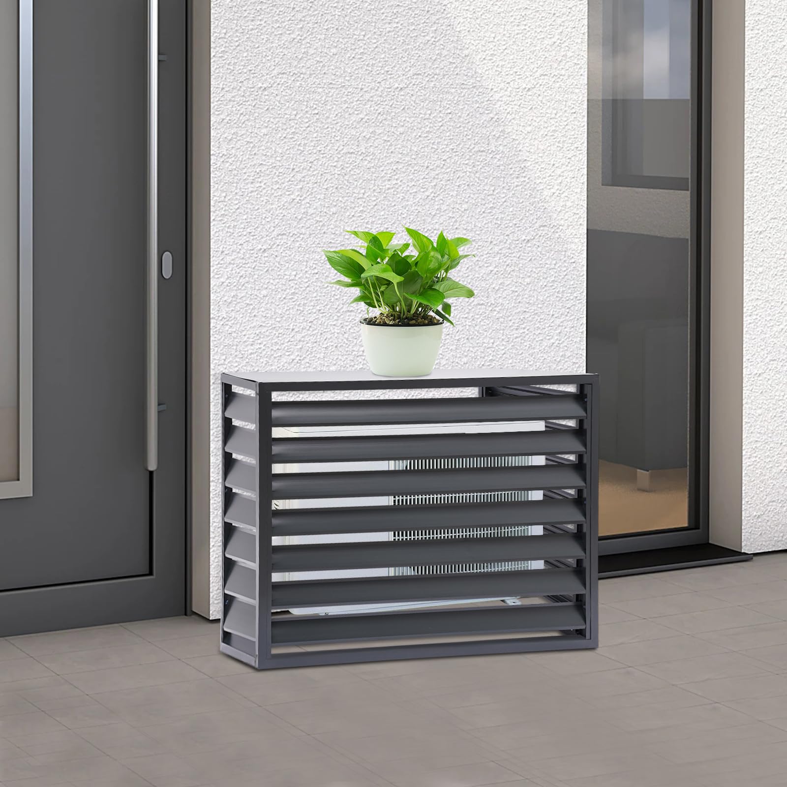 Aluminum Alloy AC Privacy Screen - Outdoor Air Conditioner Cover Fence Panel to Hide AC Unit | Weather-Resistant Grey AC Shield for Backyard, Patio & Home Exterior Privacy Protection