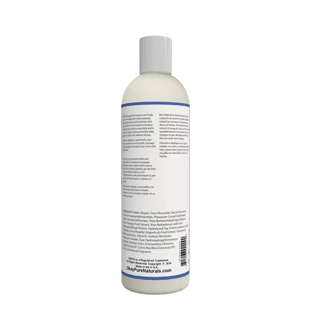 Organic Baby Shampoo & Body Wash - Sulfate, Silicone, Paraben Free - Gentle Cleansing for Sensitive Skin & Hair - 12 oz Made in USA - Perfect for Newborns, Infants & Toddlers Daily Bath Time