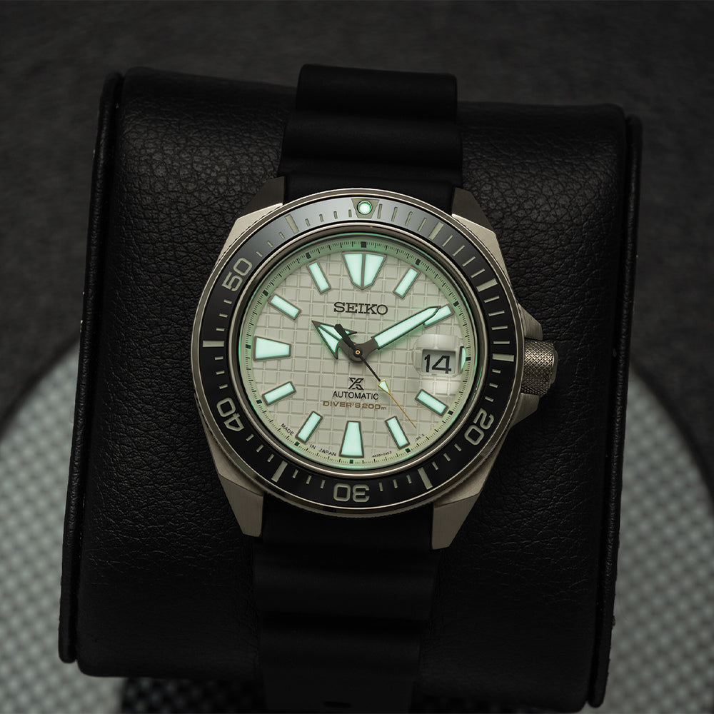 Seiko SRPE37 Prospex Diver's Watch 44mm White Dial with Rubber Strap - Perfect for Scuba Diving, Water Sports & Outdoor Adventures