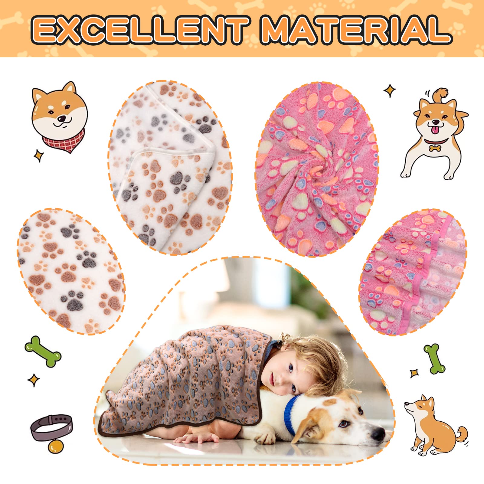 Rezutan Upgraded Dog Blankets for Large Dogs - 3 Pack Washable Pet Blankets 42