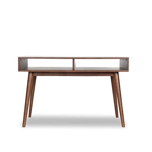 Mid-Century Modern Rectangular Solid Wood Desk in Brown - Stylish Home Office & Study Desk for Work & Remote Learning