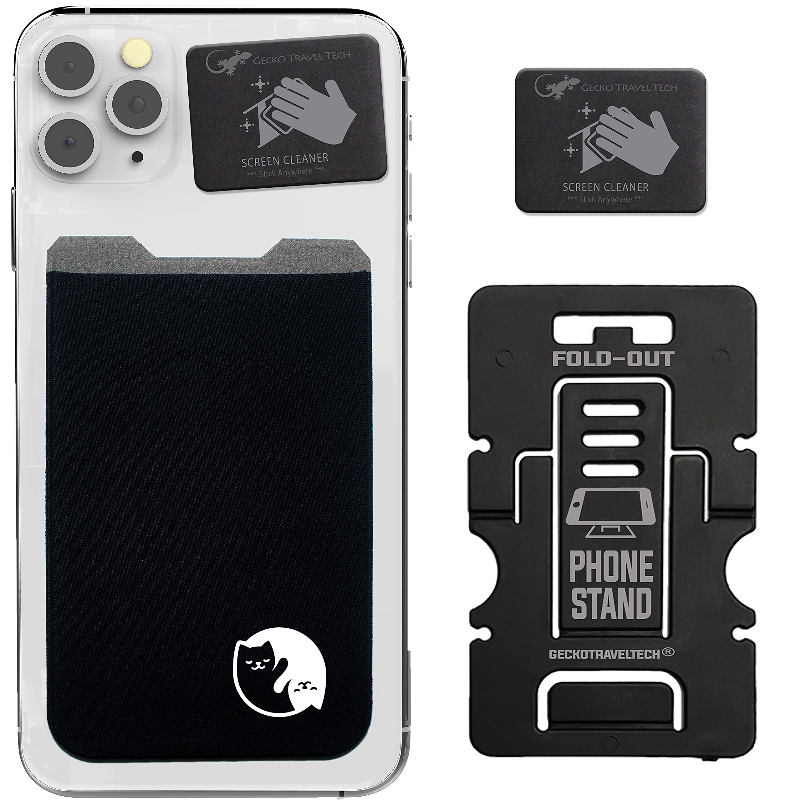 Gecko Stick-On Phone Wallet - Slim Adhesive Card Holder for iPhone & Android - Secure Lycra Pocket for Credit Cards, Cash & ID - Perfect for Gym, Travel & Everyday Use