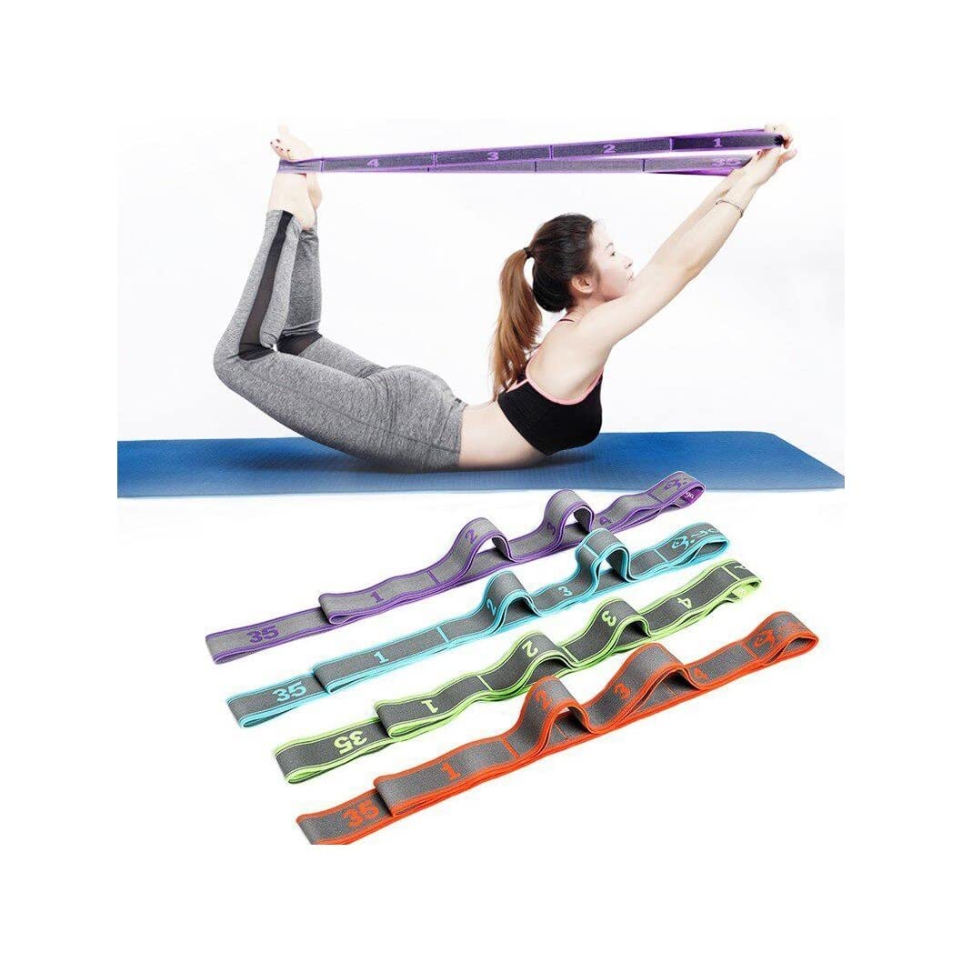 Premium Elastic Yoga Stretch Band - High-Quality Polyester Resistance Loop for Yoga, Pilates, Gym & Fitness Training (Purple, 85-105cm) - Perfect for Home Workouts, Physical Therapy & Dance Stretching Exercises