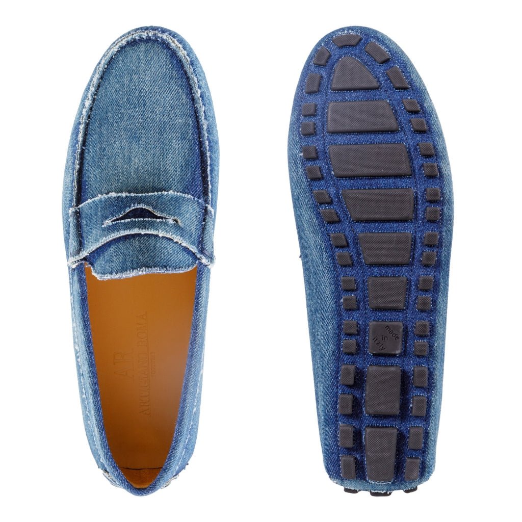 ARTIGIANO ROMA Men's Denim Penny Loafers - Classic Italian Style Slip-On Shoes for Casual & Business Wear | Perfect for Office, Travel & Date Nights