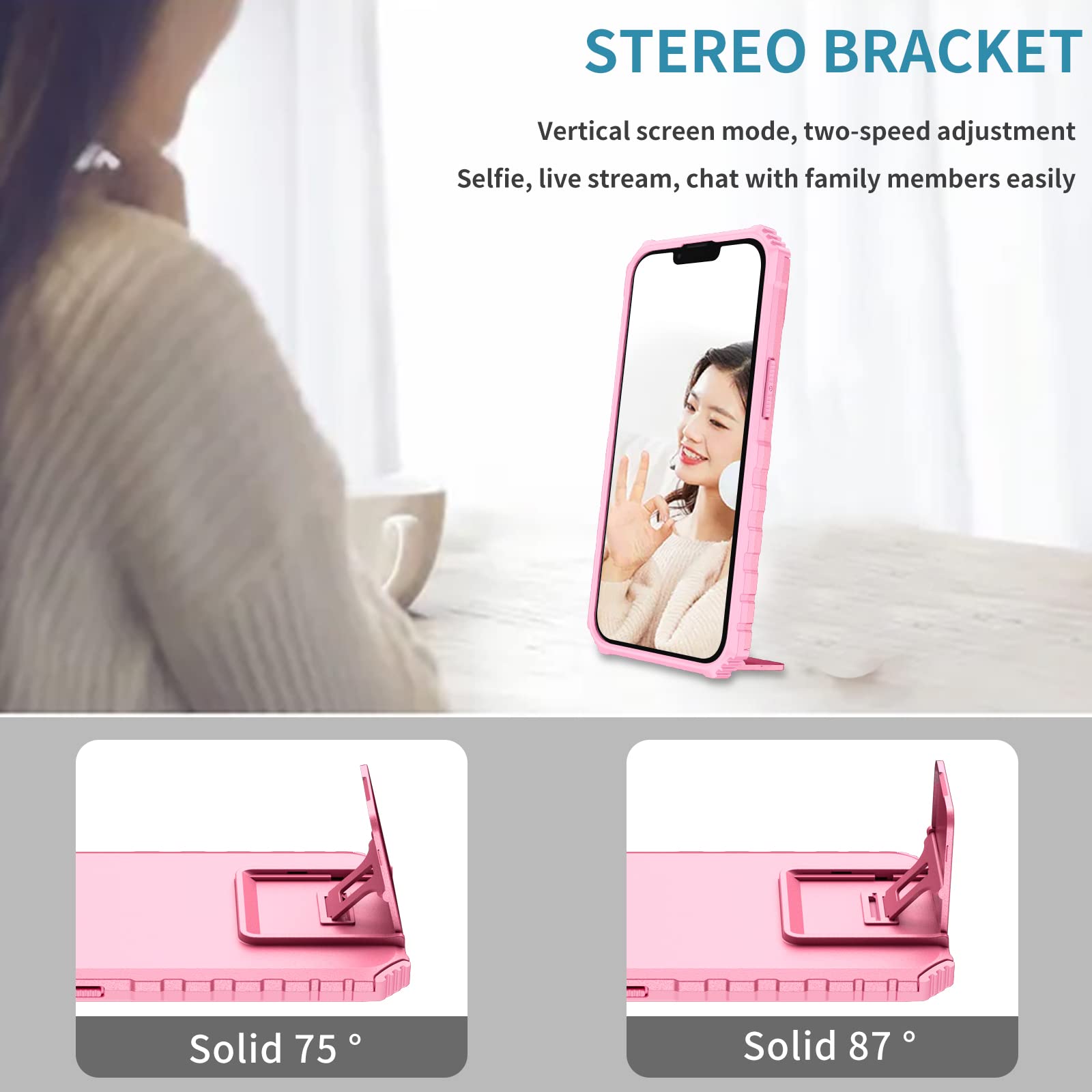Joie & Joho Slide Lens Camera Cover Case for iPhone 13 Pro Max 6.7 inch (2021) - Heavy Pink Protective Phone Case with Built-in Kickstand | Compatible with iPhone 13 Pro 6.1 & iPhone 13 6.1 | Perfect for Travel, Photography & Everyday Protection