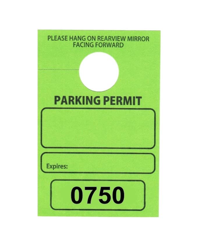 Sequentially Numbered Parking Permit Hang Tags (0750-0999) - 3 1/8