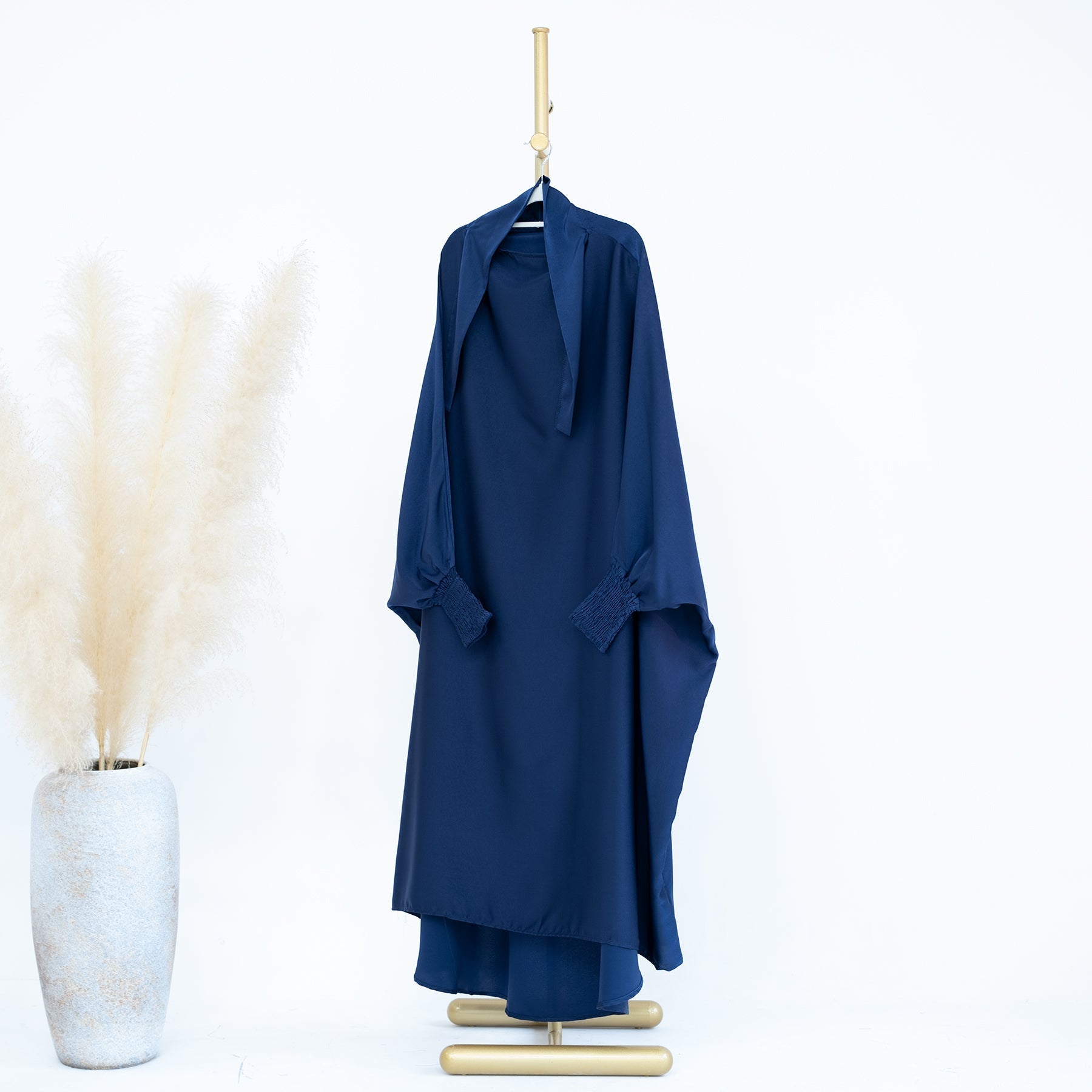 Marwa Kids Satin Jilbab - Navy Blue Islamic Headscarf for Girls - Perfect for School, Prayer & Special Occasions