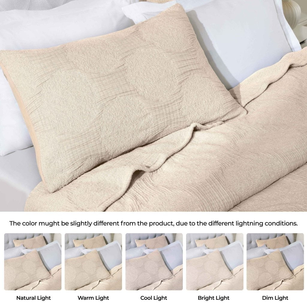Tanta Cotton Medium Weight Crinkle Woven Coverlet - Soft & Breathable Bedspread for All Seasons | Perfect for Bedroom Decor, Guest Rooms & Cozy Home Styling
