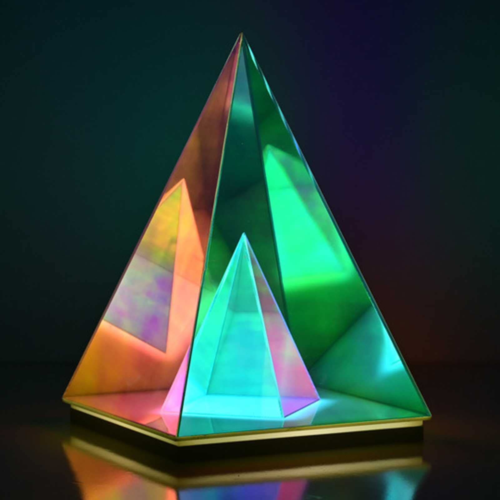 Xiaoki Cube Projection Lamp - RGB Color Changing Quadrangular Pyramid Night Light with 16 Colors, Acrylic Desk Lamp for Bedroom, Living Room, Office Decor | Perfect for Parties, Mood Lighting & Home Decoration