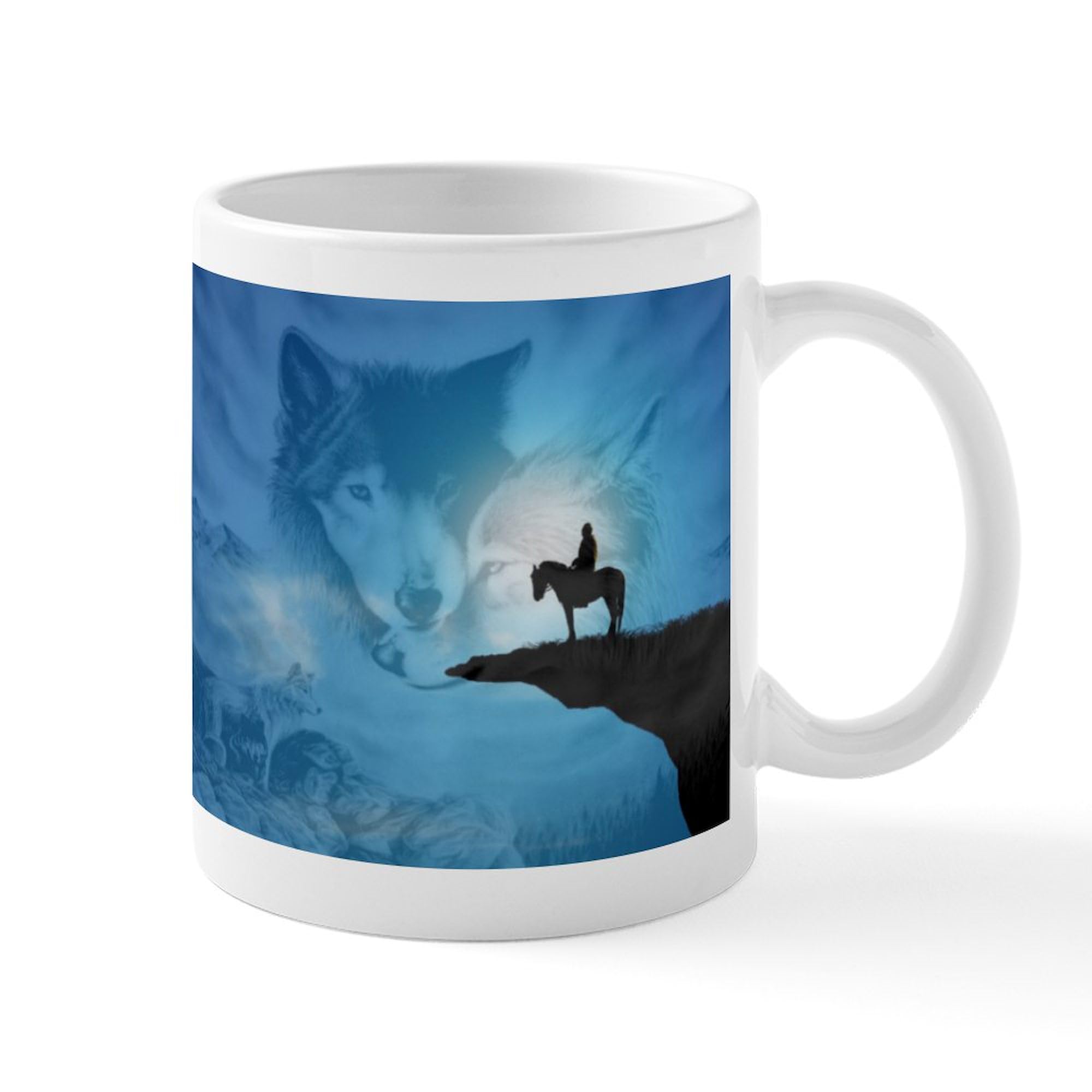 Spirit Of The Wolf 11 oz Ceramic Coffee Mug | 325 ml White Coffee Cup for Tea & Hot Drinks | Perfect for Office, Home & Camping Gifts