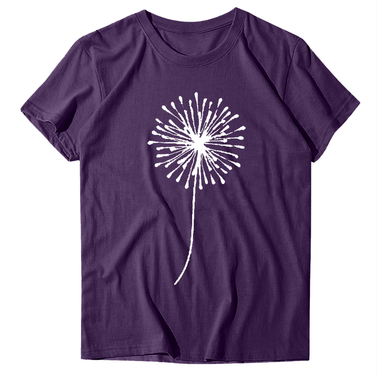ZEFOTIM Women's Sunflower Print Short Sleeve Crewneck T-Shirt - Summer Casual Top for Women 2024 - Perfect for Beach Outings, Picnics & Everyday Wear