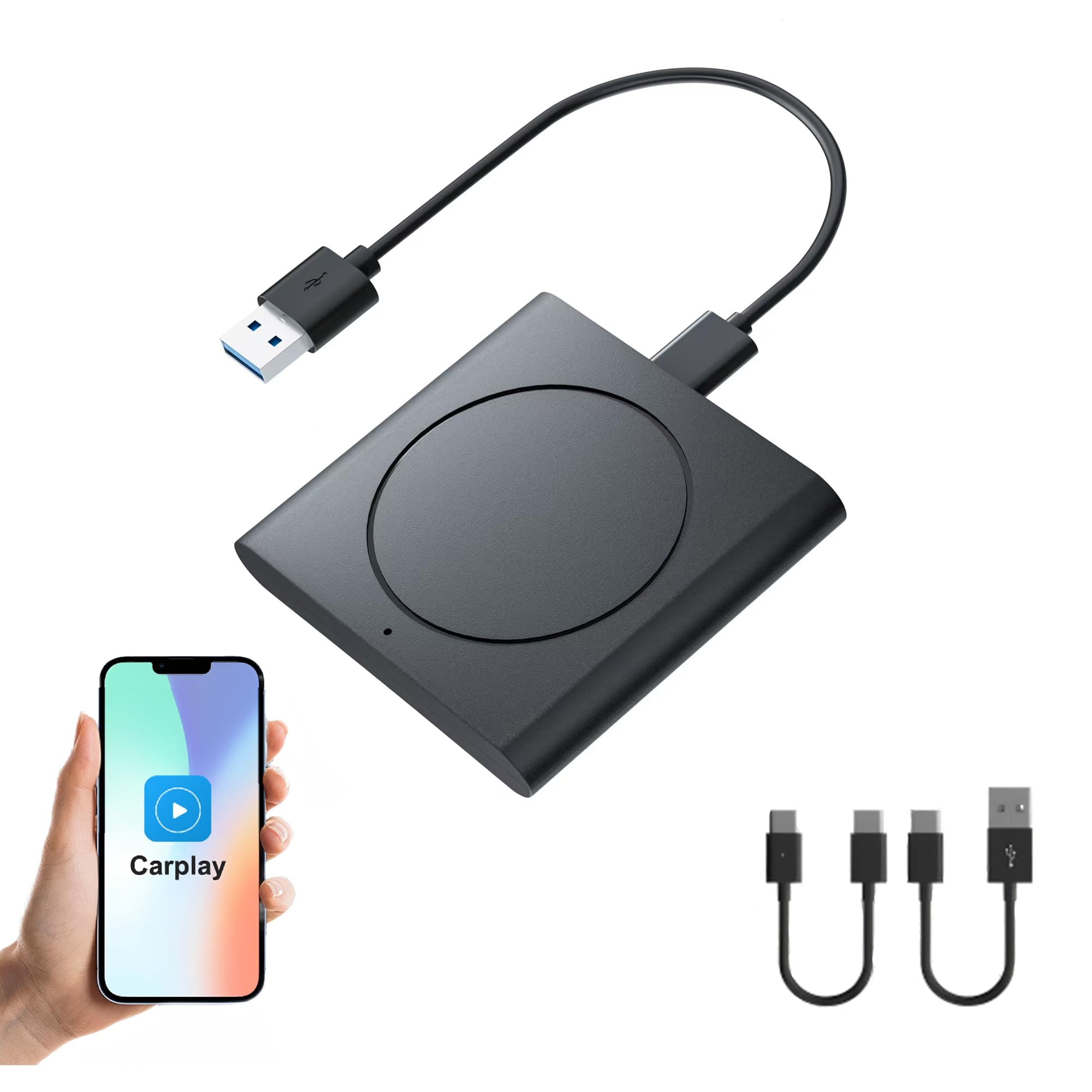 2025 Upgraded Wireless CarPlay Adapter for iPhone - Bluetooth 5.0 Fast Connection, No Lag Multi-User Support, Plug & Play - Convert Wired to Wireless CarPlay for iOS 10+ (Perfect for Commuting, Road Trips & Hands-Free Driving)