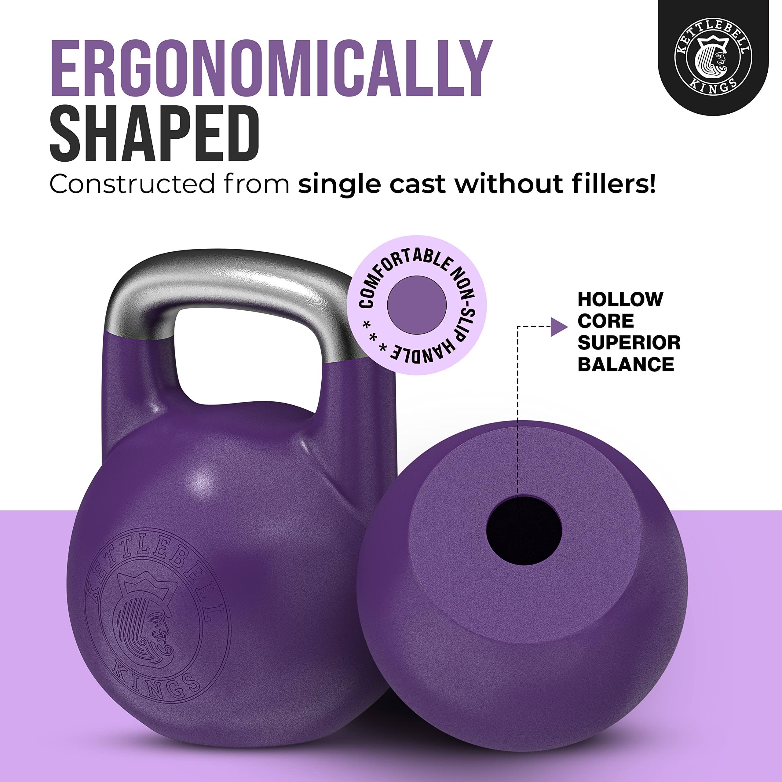 Kettlebell Kings Competition Kettlebells 8-48kg (35mm Handle) - Premium Cast Iron Weight for Strength Training & CrossFit | Home Gym Equipment for Men & Women | Ideal for HIIT, Functional Fitness & High Repetition Workouts