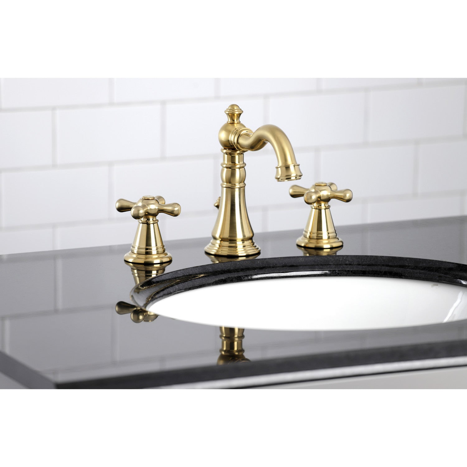American Classic FSC1973AAX 3-Hole Widespread Bathroom Faucet with Brass Pop-Up Drain - Brushed Brass Finish - Perfect for Modern Vanities & Bathroom Renovations