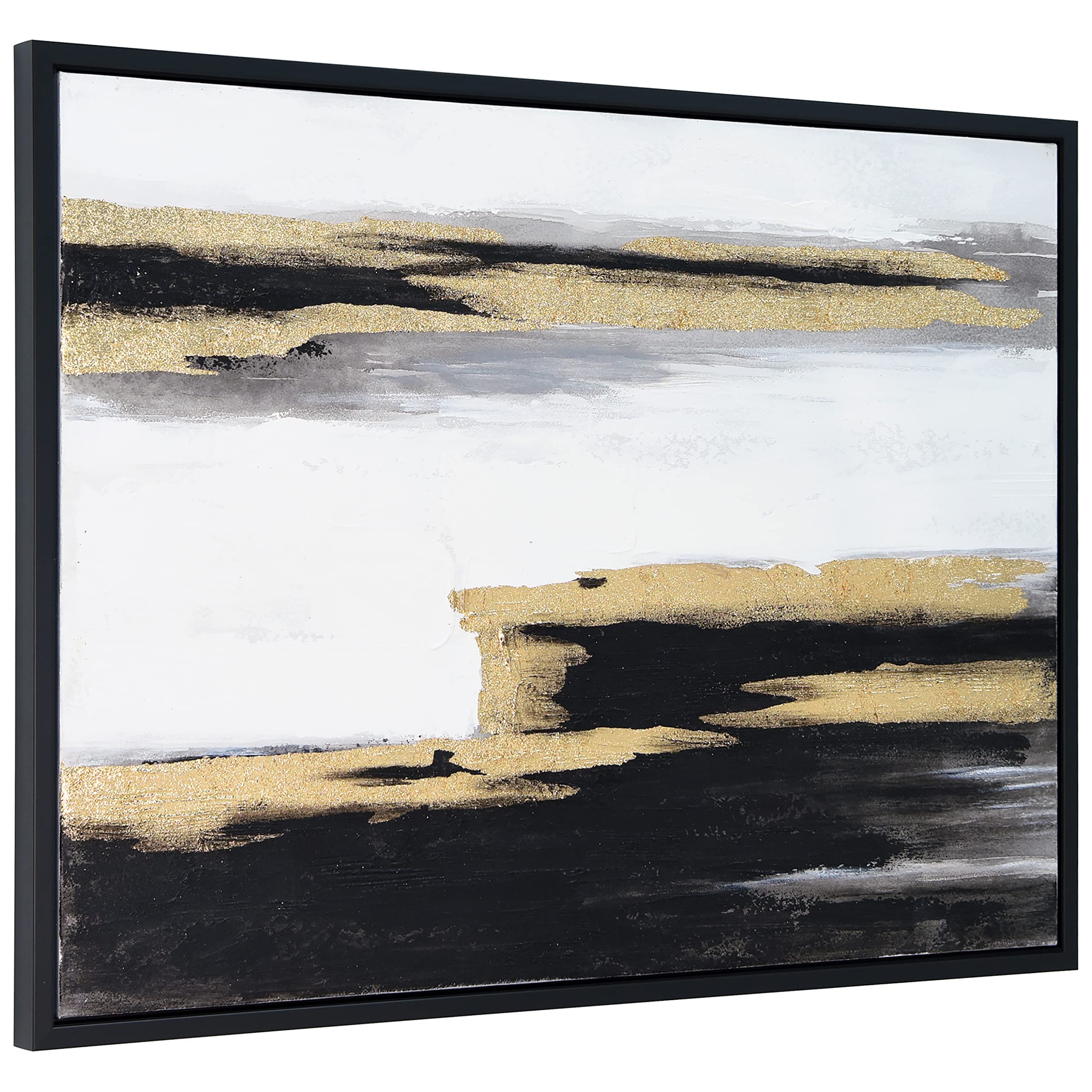Martin Edwards Hand Painted Abstract Canvas Wall Art - Textured Black Framed Painting 40x30 Inches - Modern Home & Office Decor for Living Room, Bedroom or Gallery Display (Solemn Night Collection)
