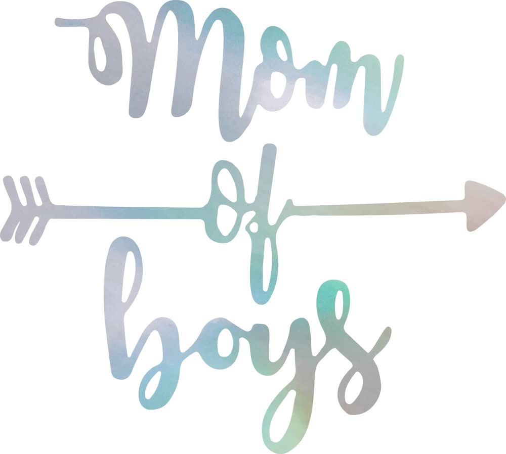 Holographic Boys Mom Life Vinyl Decal Stickers (Set of 2) - Waterproof, Durable for Laptop, Phone, Helmet, Car, Mug, Wall Decor - Perfect for Kids Room, Nursery, Office & Gifts